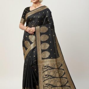 Soft Silk Saree with Golden Mango Design